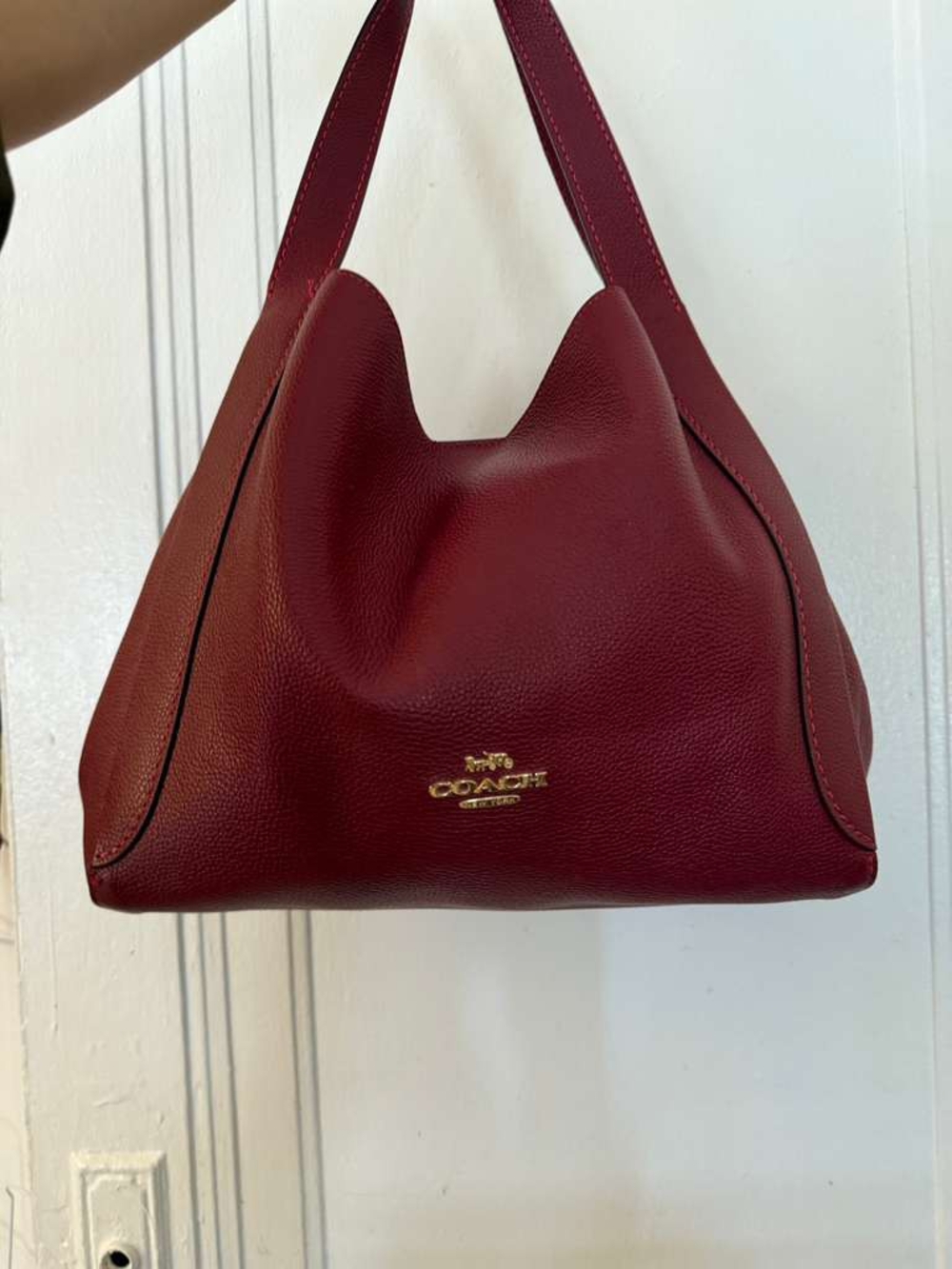 Coach Pebbled Leather Shoulder Bag in Deep Wine